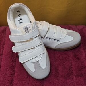 White and Gray Velcro Sneakers